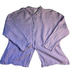 Vintage Gerties Linen Womens Blouse Medium‎ Made In USA Purple